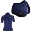 2022 Woof Wear Womens Short Sleeve Performance Riding Shirt & Full Size GP Saddle Cloth Bundle - Navy Colour Navy