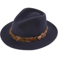 2023 Alan Paine Mens Richmond Fedora Hat RICLFEL - Navy Colour Navy