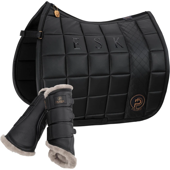 2023 Eskadron Platinum Faux Leather Big Square Saddle Cloth & Tendon Boots Bundle EPFL1 - Black 1 2023 Eskadron Platinum Faux Leather Big Square Saddle Cloth & Tendon Boots Bundle EPFL1 - Black