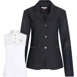 2023 Imperial Riding Womens Air Mesh Brilliant Competition Blazer & Triumph Sleeveless Competition Top CBCT24 - Black / White
