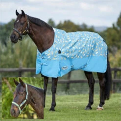 2023 Weatherbeeta Comfitec Essential Standard Neck Lite Turnout With FREE Headcollar - Seahorse Print