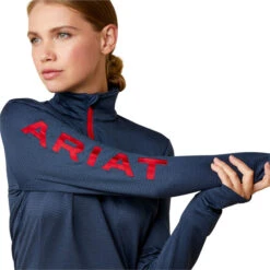 2021 Ariat Womens Team Gridwork 1/4 Zip Baselayer 10037000 - Navy -Equestrian Sports Store 3598 202120Ariat20Womens20Team20Gridwork201420Zip20Baselayer201003700020 20Navy20Back20Full20Model202.700x700