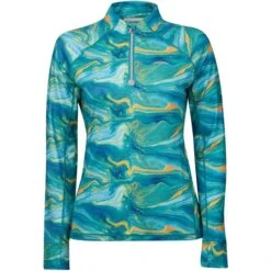 2022 Weatherbeeta Womens Ruby Printed Long Sleeve Top 1009342016 - Blue / Orange Swirl