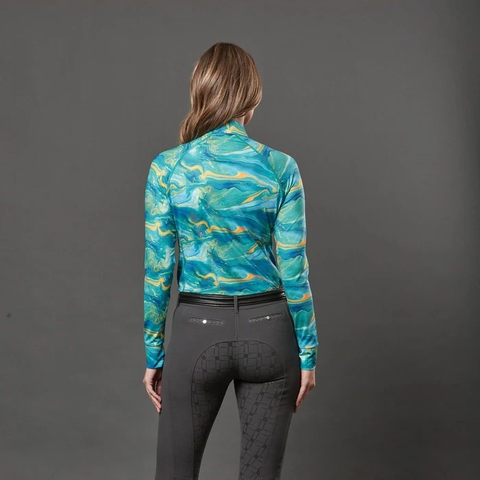 2022 Weatherbeeta Womens Ruby Printed Long Sleeve Top 1009342016 - Blue / Orange Swirl 6 2022 Weatherbeeta Womens Ruby Printed Long Sleeve Top 1009342016 - Blue / Orange Swirl - Image 6