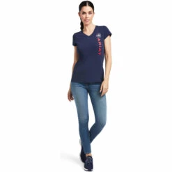 2022 Ariat Womens Vertical Logo Short Sleeve Top 10039227 - Navy 6 2022 Ariat Womens Vertical Logo Short Sleeve Top 10039227 - Navy -Equestrian Sports Store 4138 10039227 full3.700x700