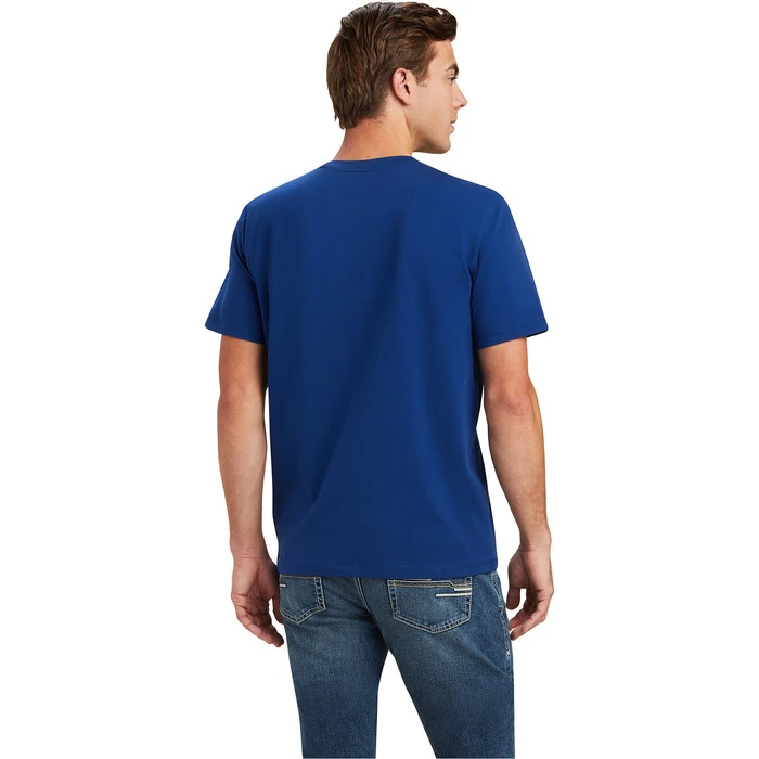 2022 Ariat Mens Varsity Short Sleeve Top 10041352 - Estate Blue 2 2022 Ariat Mens Varsity Short Sleeve Top 10041352 - Estate Blue - Image 2