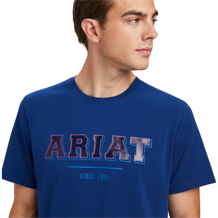 2022 Ariat Mens Varsity Short Sleeve Top 10041352 - Estate Blue 3 2022 Ariat Mens Varsity Short Sleeve Top 10041352 - Estate Blue - Image 3