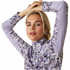 2023 Ariat Womens Sunstopper 2.0 1/4 Zip Baselayer 10030429 - Grey Camo Floral Colour Grey Camo Floral -Equestrian Sports Store 5867 10043595 03.700x700