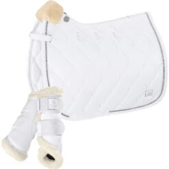 2023 Eskadron Glossy Crystal Saddle Cloth & Mesh Evo-Wool Tendon Boots Bundle 218131555131 - White