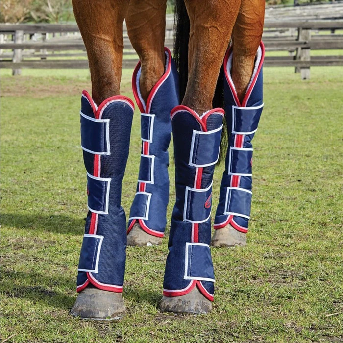 2023 Weatherbeeta Wide Tab Long Travel Boots 187112 - Navy / Red / White 2 2023 Weatherbeeta Wide Tab Long Travel Boots 187112 - Navy / Red / White - Image 2