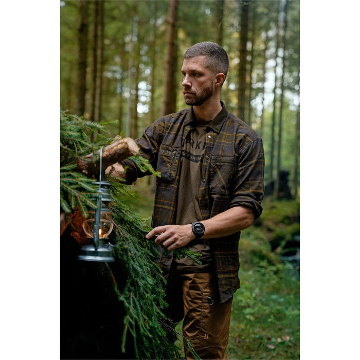 2022 Harkila Mens Pajala Shirt 140102038 - Green / Brown 3 2022 Harkila Mens Pajala Shirt 140102038 - Green / Brown - Image 3