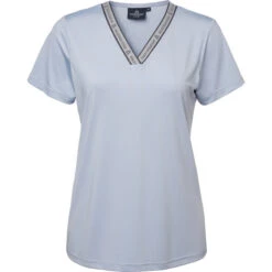 2023 Mountain Horse Womens Active Stripe T-Shirt 4537040 - Blue Colour Blue