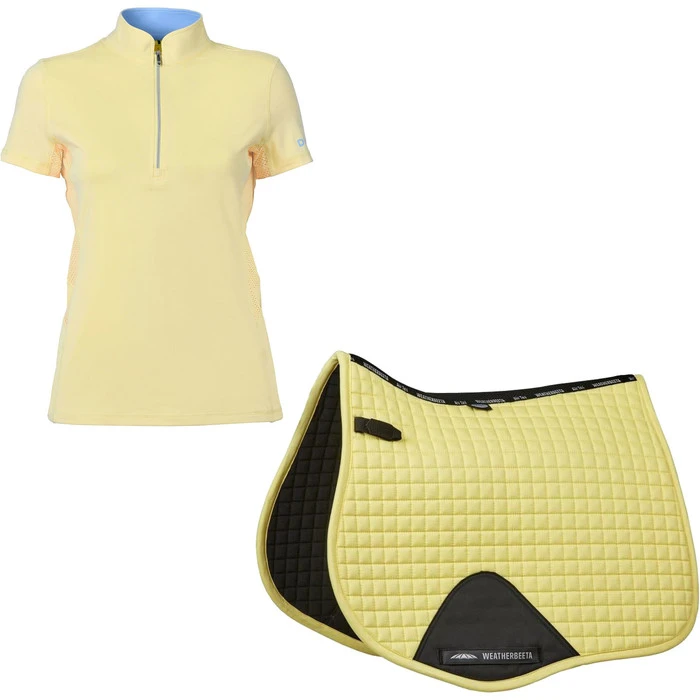 2023 Dublin Womens Kylee Short Sleeve Shirt & Weatherbeeta Prime All Purpose Saddle Pad Bundle Colour Butter 1 2023 Dublin Womens Kylee Short Sleeve Shirt & Weatherbeeta Prime All Purpose Saddle Pad Bundle Colour Butter